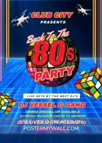 Blue Maximalist 80s Party A6 template