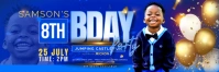 Blue Maximalist 8th Birthday Party Banner Banner 2' × 6' template