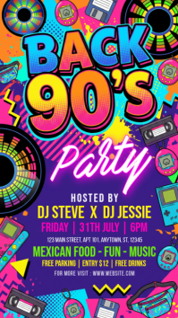Blue Maximalist 90s Party Instagram Story template