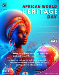 Blue Maximalist African World Heritage Day Poster/wallboard Poster/pannello template