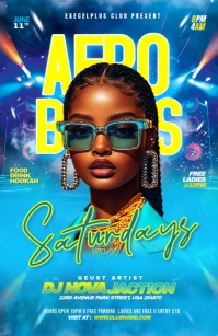 Blue Maximalist Afro Beats Saturday Party Half Page Wide Isigamu Sekhasi Ububanzi template