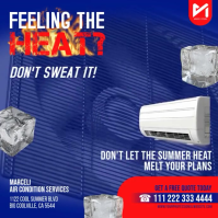 Blue Modern Air Conditioning Services HVAC Video Square Flyer Instagram Post template