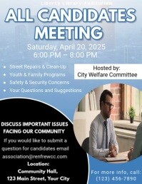 Blue Maximalist All Candidates Meeting Flyer (us Letter) template