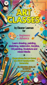Blue Maximalist Arts Class  Instagram Story template
