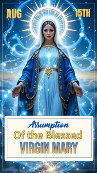 Blue Maximalist Assumption Of The Virgin Mary  Instagram Story template