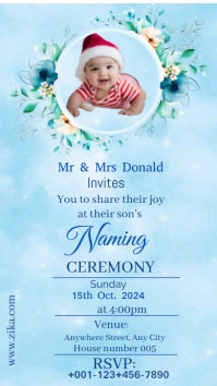 Blue Maximalist Baby Naming Ceremony Invitati Instagram Story template