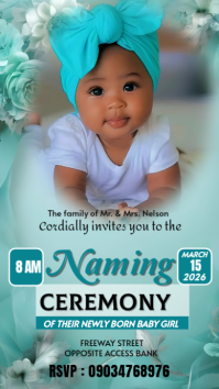 Blue Maximalist Baby Naming  Instagram Portrait Facebook Story template