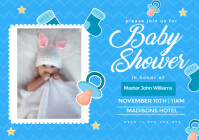 Blue Maximalist Baby Shower Flyer  A3 template