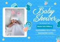 Blue Maximalist Baby Shower Flyer  A3 template