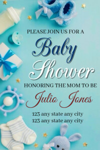 Blue Maximalist Baby Shower Flyer  Poster template