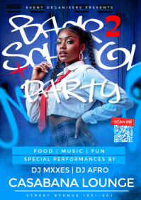 Blue Maximalist Back 2 School Party Flyer  A3 template