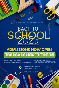 Blue Maximalist Back To School Admission Now Open Poster template