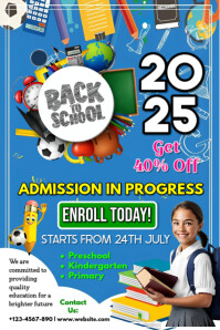 Blue Maximalist Back To School Admission  Poster template