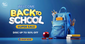 Blue Maximalist Back To School Facebook Share Obraz udostępniany na Facebooku template