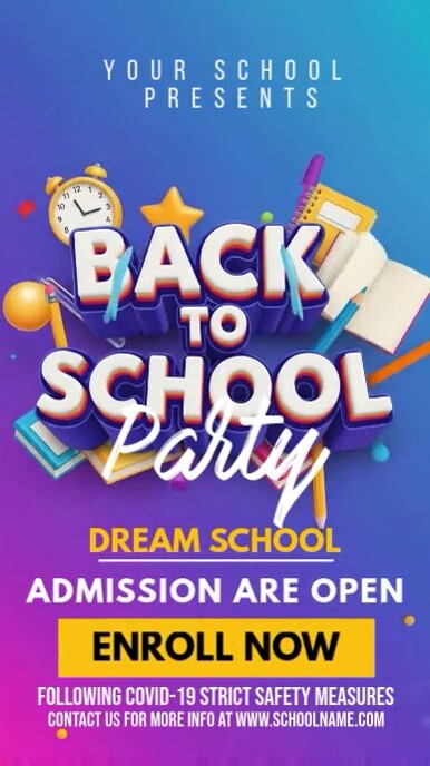 Blue Maximalist Back To School Party Instagram Reel template