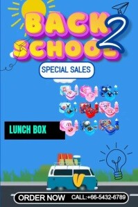Blue Maximalist Back To School Sales Flyer  Poster template