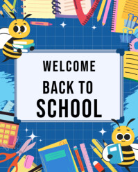 Blue Maximalist Back To School Student Instagram Portrait template