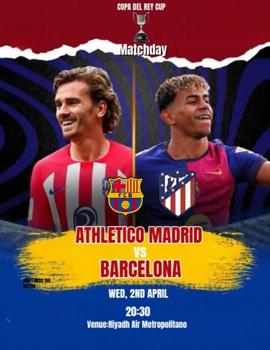 Plantilla de Blue Maximalist Barcelona Vs Atletico Madrid Copa Del Rey ...