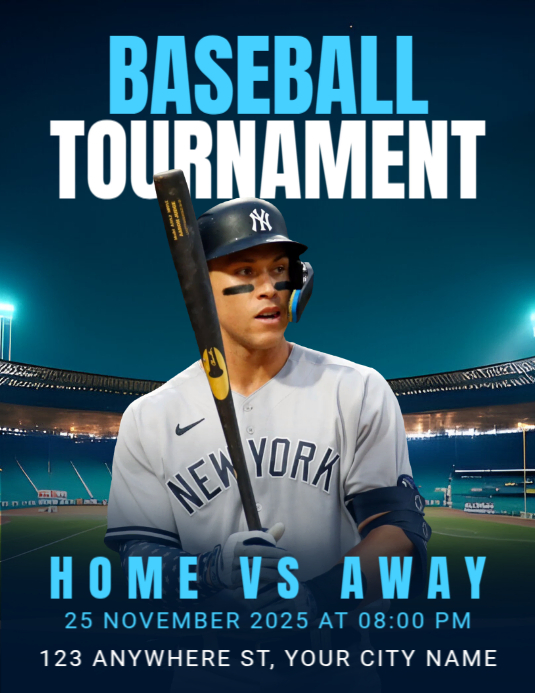 Blue Maximalist Baseball Flyer (us Letter) Template | PosterMyWall