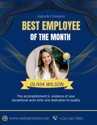 Blue Maximalist Best Employee Of The Month  Flyer (us Letter) template