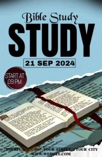 Blue Maximalist Bible Study Half Page Wide template