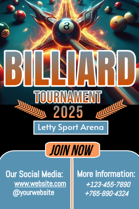 Blue Maximalist Billiards Poster Template | PosterMyWall