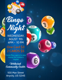 Blue Maximalist Bingo Night  Flyer (us Letter) template