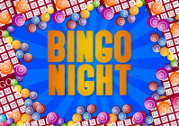 Blue Maximalist Bingo Night Postcard template