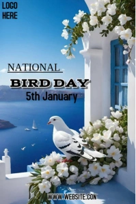 Blue Maximalist Bird  Pinterest Graphic template