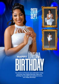 Blue Maximalist Birthday Design Template  A5