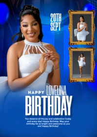 Blue Maximalist Birthday Design Template  A5