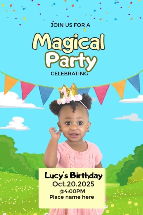 Blue Maximalist Birthday Video Template  Poster