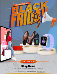 Blå Black Friday Sale ใบปลิว Template