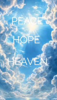 Blue Maximalist Blue And White Cloudy Background With Words Peace Hope Heaven Design Template  Busin Visitkort