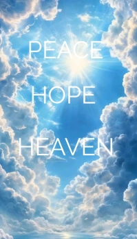 Blue Maximalist Blue And White Cloudy Background With Words Peace Hope Heaven Design Template Busin Business Card