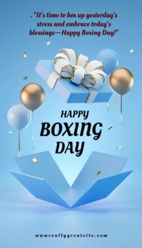 Blue Maximalist Blue Background Illustrative Happy Boxing Day  Business Card template