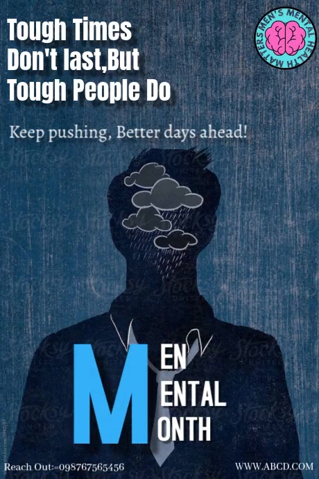 Blue Maximalist Blue Men Mental Health  Poster Plakat template