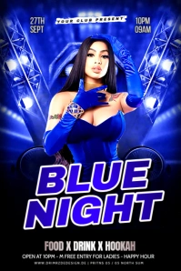Blue Maximalist Blue Night Party Flyer Banner 4' × 6' template