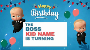 Blue Maximalist  Boss Baby Birthday Design Di Display digitale (16:9) template
