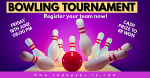 Синий Bowling Tournament Facebook begivenhed cover Template