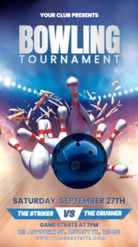 Blue Maximalist Bowling Tournament  Instagram Story template