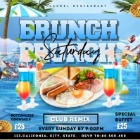 Blue Maximalist Brunch Sunday Invitation Temp Instagram-Beitrag template