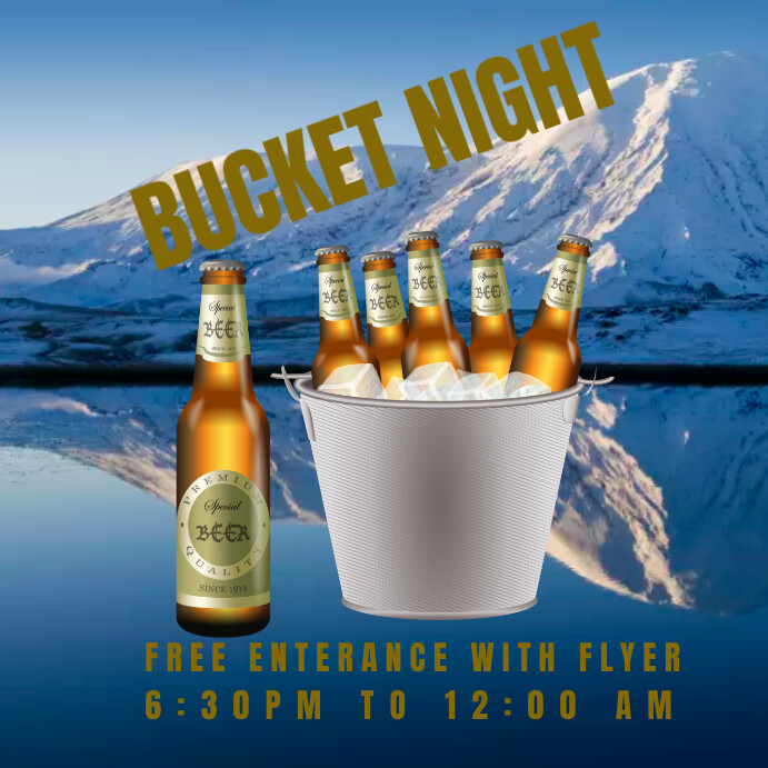 Blue Maximalist Bucket Night Instagram Post template
