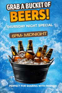 Blue Maximalist Bucket Of Beers Night Pinterest Graphic template