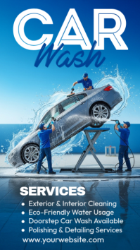 Blue Maximalist Car Wash,  Instagram Story template