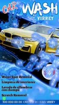 Blue Maximalist Car Wash Autolavado Flyers  D Ecrã digital (9:16) template