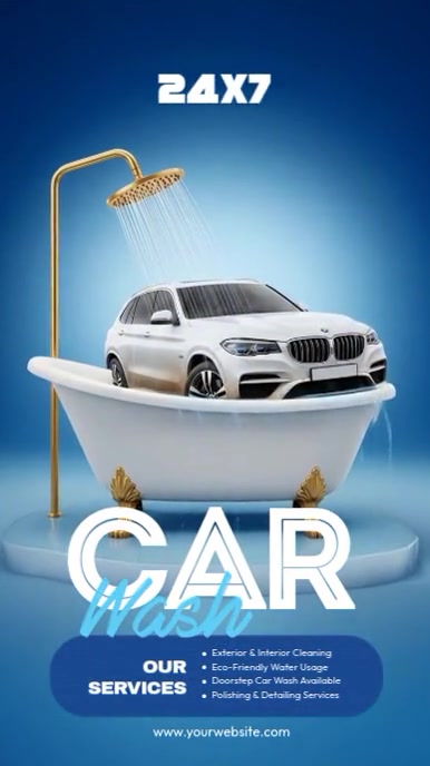 Blue Maximalist Car Wash Services Instagram Reel template