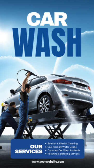 Blue Maximalist Car Wash Services Instagram Story Instagram-verhaal template