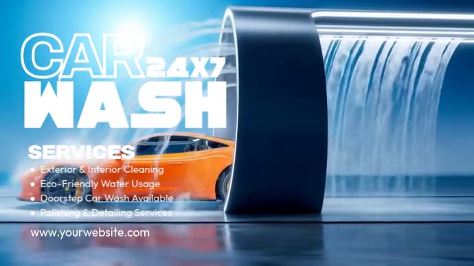 Blue Maximalist Car Wash Services Twitter Post template
