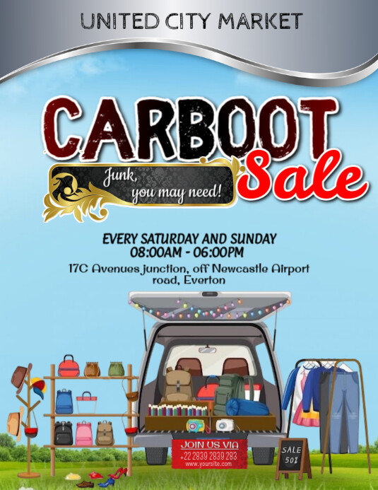Blue Maximalist Carboot Sale Flyer (us Letter) template